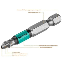 Биты KRAFTOOL PH2 50 мм, 10 шт. 26122-2-50-10