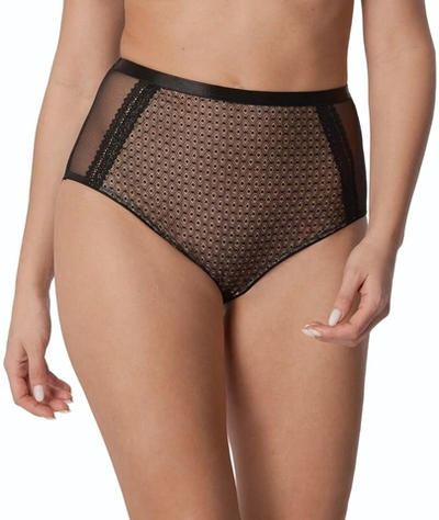Трусики-слипы Renee с завышенной линией талии (Размер: XL) (Цвет: черный с бежевым)