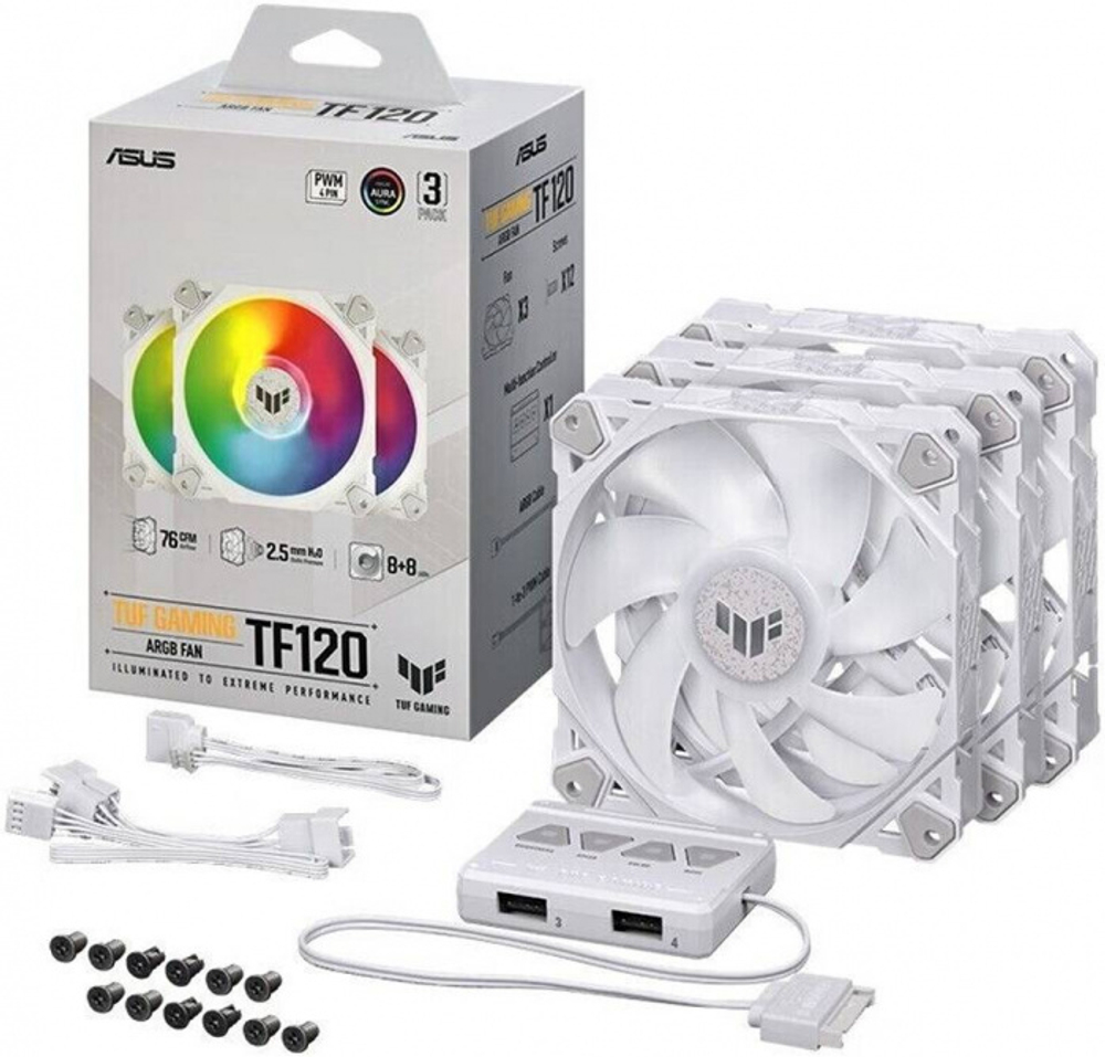 Комплект вентиляторов ASUS TUF GAMING TF120 ARGB WHITE 3IN1