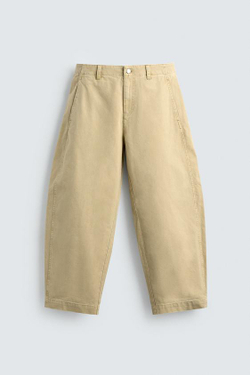 ZARA БРЮКИ BALLOON FIT С ЭФФЕКТОМ ПОТЕРТОСТИ, СВЕТЛО-ЖЕЛТЫЙ