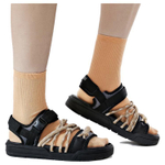 Kappa leather fabric trend strap sports sandals for men and women with the same style black brown