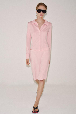 ZARA СВОБОДНАЯ ЮБКА МИДИ, РОЗОВЫЙ