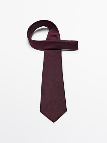Massimo Dutti Галстук в горошек из 100% чистого шелка, бордовый