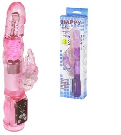 Ротационный вибратор Happy Rabbit (3 скорости вибрации, 3 скорости вращения) (Цвет: розовый)
