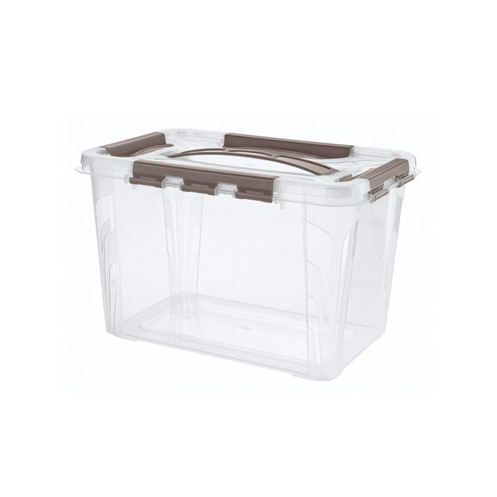 Ящик для хранения универсальный с замками и ручкой "grand box", 290х190х180мм, 6,65л (коричневый)