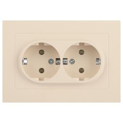 Розетка Intro Accent 6-205-02 двойная с заземлением 2X2P+E Schuko 16А-250В IP20 СУ AL/CU слоновая кость | Intro