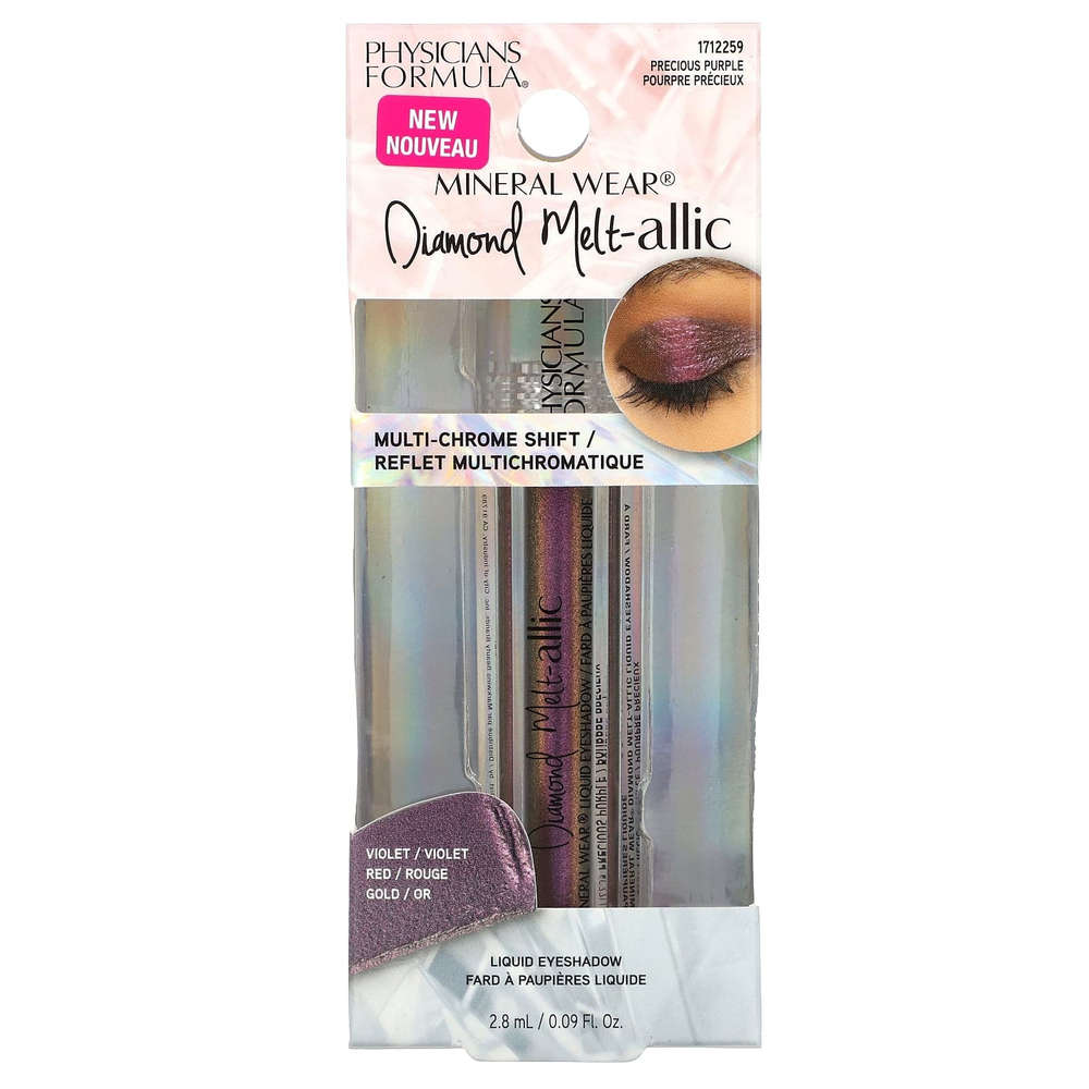 Physicians Formula, Mineral Wear, жидкие тени для век Diamond Melt-allic, 1712259 Precious Purple, 2,8 мл (0,09 жидк. унции)