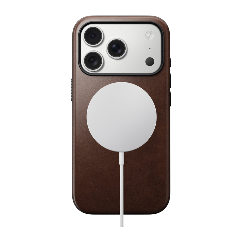 Кожаный чехол MagSafe Nomad Horween Modern Leather Case для iPhone 17 Pro Гибридный укреплённый чехол из натуральной кожи Horween с сенсорной накладкой для Контроллера камеры