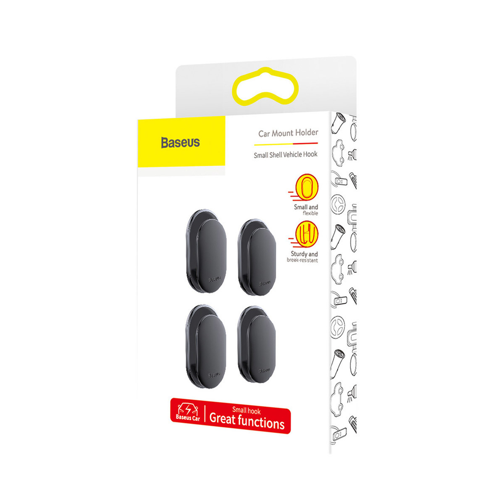 Держатели-крючки Baseus Small Shell Vehicle Hook 4шт - Black