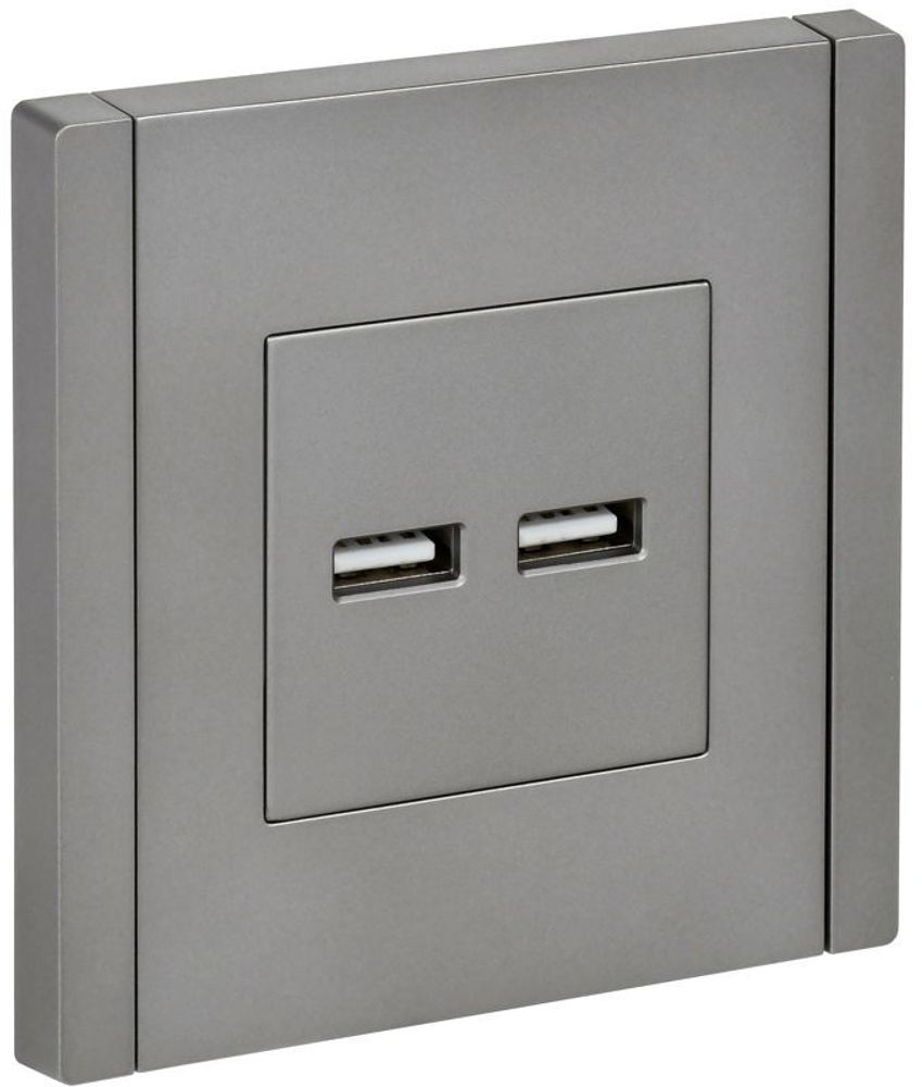 Розетка USB A+A 3.1А FORTE&amp;PIANO FP549 сталь IEK FP-U21-D31-K46