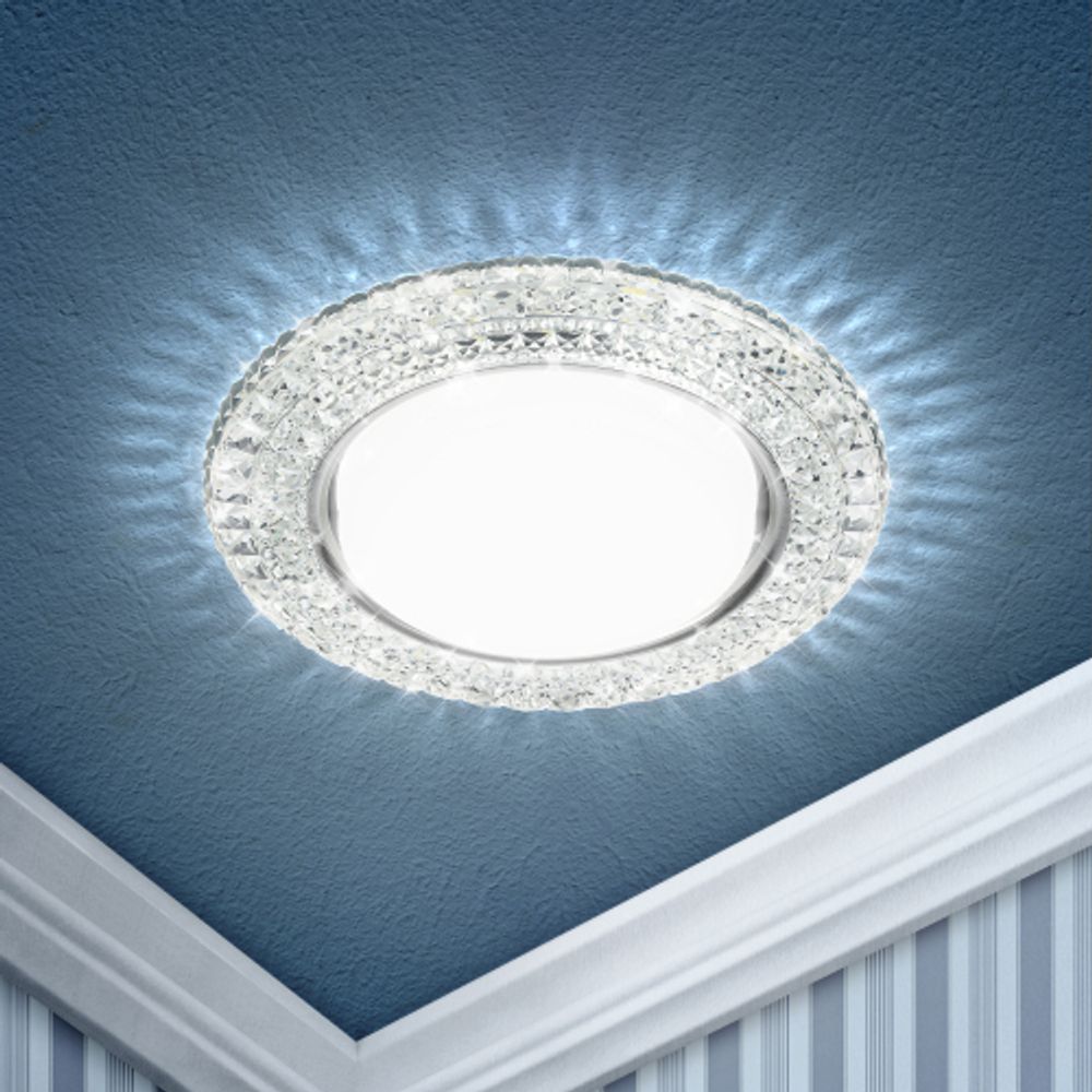 Светильник встраиваемый cо светодиодной подсветкой ЭРА DK LD26 SL/WH под лампу GX53 прозрачный