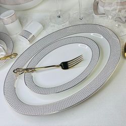 Lenardi 145-543 Овальное блюдо 35,5см СЕВИЛЬЯ в под.уп.(х10)Костяной фарфор