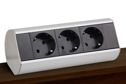 Настольный розеточный блок Ovaledesign в сборе: 3х220V,  кабель 3м с вилкой