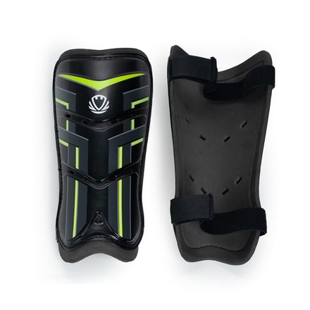 Щитки футбольные TORRES Training , FS2306S, р. S, без голеностопа, две заст. на лип, черно-салатовый