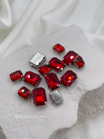 Стразы пришивные в цапах прямоугольные красные