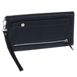 Стильный мужской чёрный кошелёк клатч из натуральной кожи с ремешком для запястья GALIB 7M053D