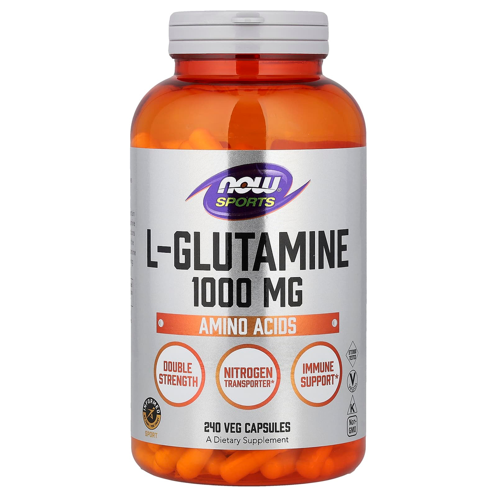NOW Foods, Sports, L-глютамин, 1000 мг, 240 растительных капсул