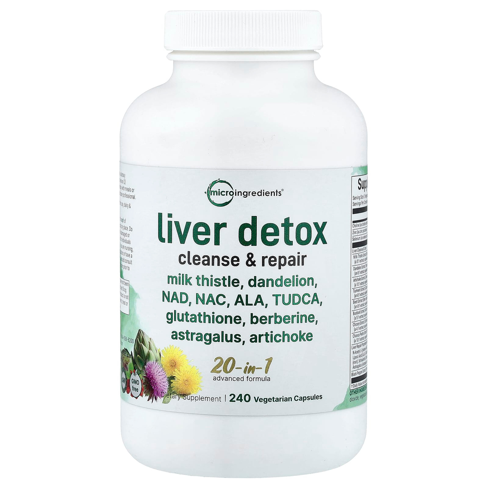 Micro Ingredients, детоксикация печени, 240 вегетарианских капсул
