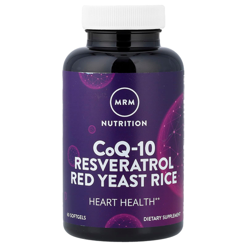 MRM Nutrition, коэнзим Q10, ресвератрол, красный ферментированный рис, 60 мягких таблеток
