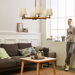 Люстра На Штанге Jorgenson D85 Beige/Dark Wood By Imperiumloft