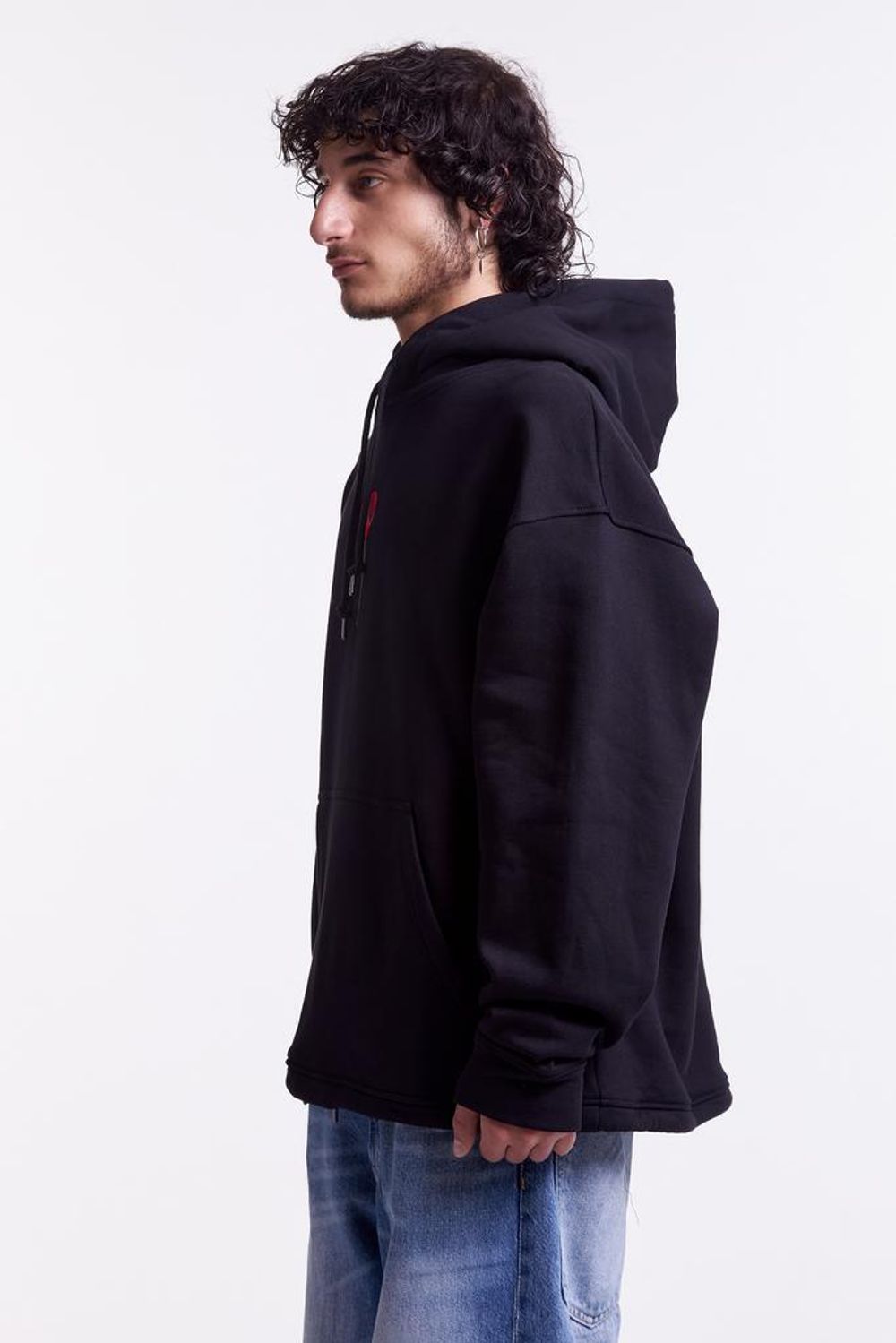 Худи Гербарий Мак Warm со шнурком в поясе черный