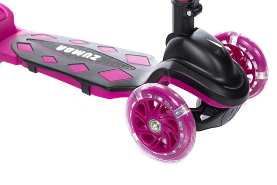Самокат трехколесный со светящимися колесами Micar Zumba 2022 чёрный, розовый
