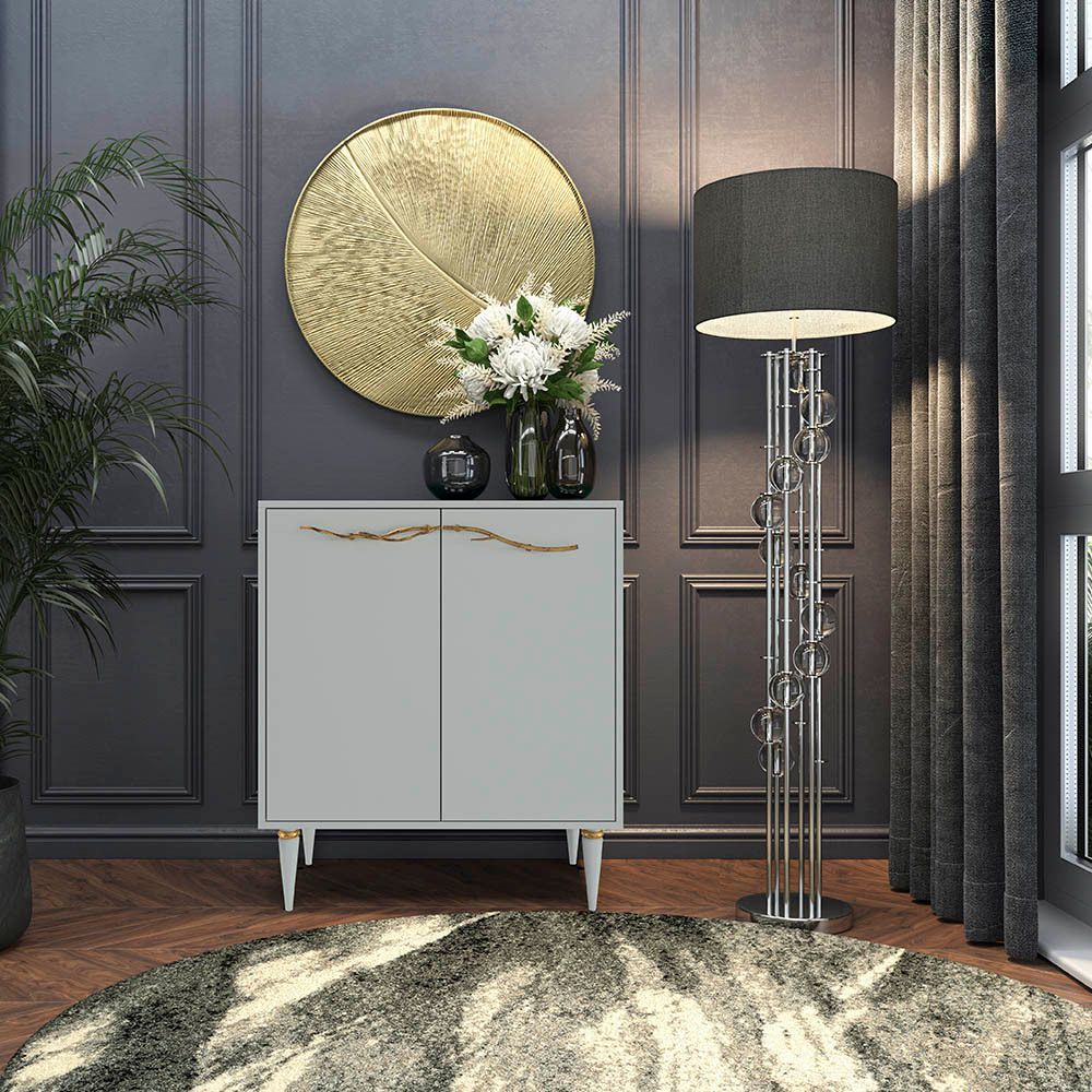 Комод Арт Колор matte Классик Голд с 2 полками Серый дым матовый