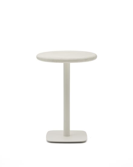 Уличный стол Dina круглый белый из цемента и стали со столешницей Ø70 см