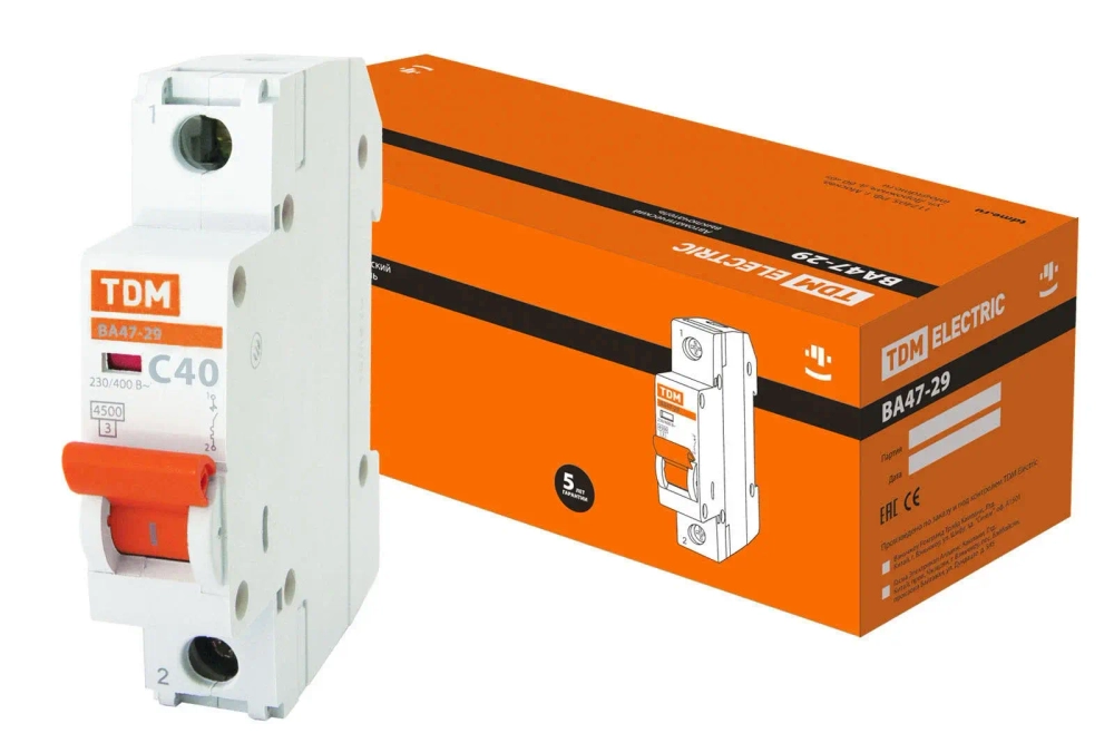 Автоматический выключатель BA 47-29, C 40A, 230/400V, 1P, TDM