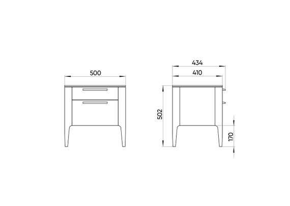 Тумба прикроватная Type oak 2 ящика ширина 50 см (молочный)