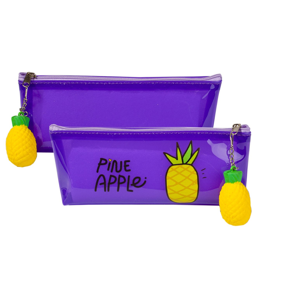 Пенал - косметичка Alingar, ПВХ, молния, брелок, 210 х 80 х 40 мм, "Фрукт", микс (фиолет,роз,голуб,бел,сирен)