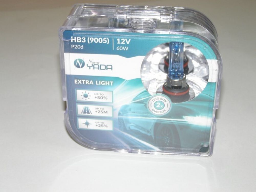 Лампа HB3 12V 65W P20d (9005) набор +50% EXTRA LIGHT (Nord Yada)