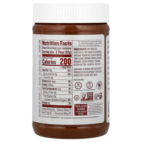 Justin's Nut Butter, Фундуковое масло с шоколадом, 16 унций (454 г)