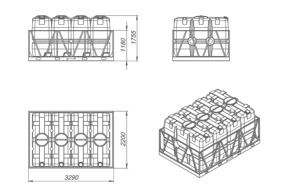 Кассета стандартная ЭкоПром SK 4 шт прямоугольная (329x220x175см;синий) - арт.555744