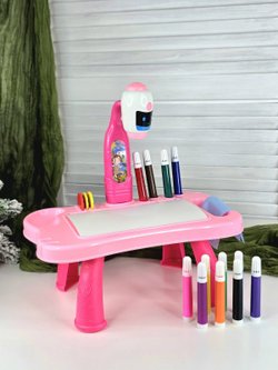 Доска для рисования с проектором, 12 фломастеров в комплекте (201171914-1) розовая