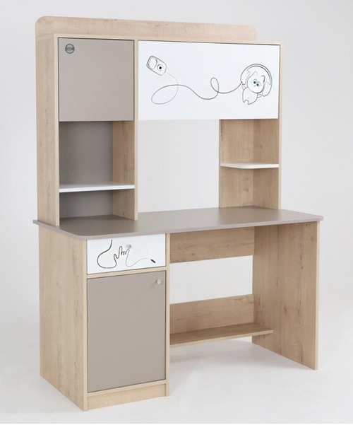 КОТОФЕЙ Стол письменный (ФУР) (Ясень Шимо Светлый/ Белый ) ИВАРУ