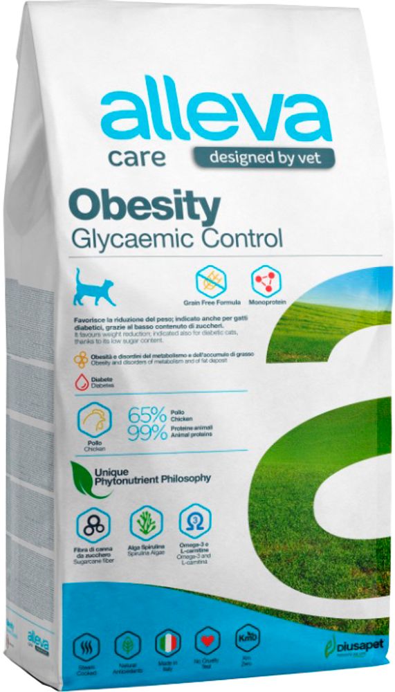 Alleva Care 1,5кг Obesity Glycemic Control Корм для кошек, диетический, контроль потребления глюкозы