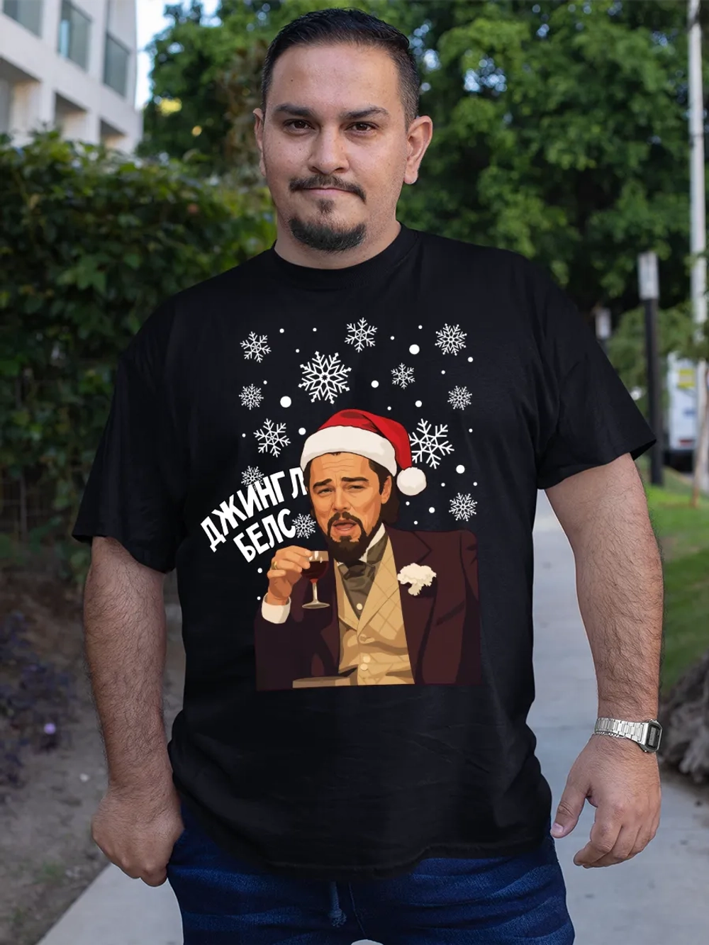 Новогодняя футболка семейная мем
