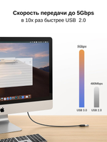 Кабель USB - USB удлинитель USB 3.0, 3m, UGREEN 30127