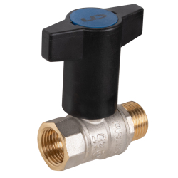 Кран шаровой латунный LD Pride47.15.В-Н.ТРДу15Ру40,вн-нр,Т-рук(Red+Blue)