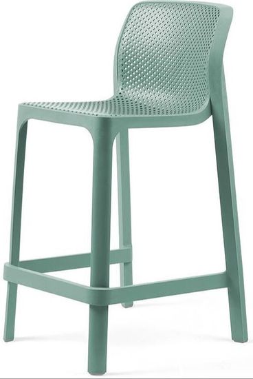 Стул полубарный Net Stool mini пластиковый зеленый Nardi Италия