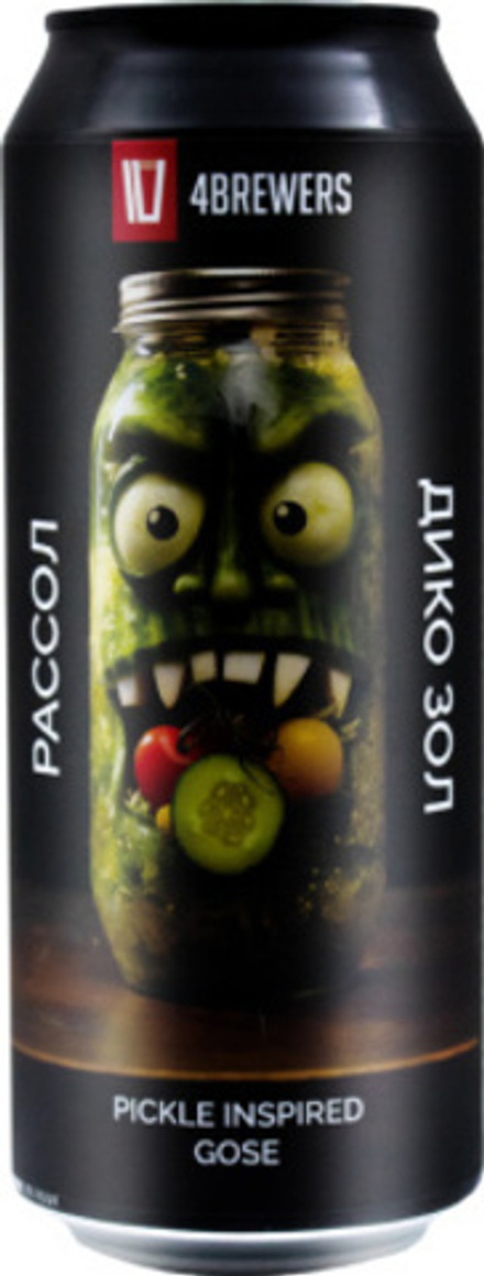 Пиво Четыре Пивовара Рассол Дико Зол / 4 Brewers Rassol Diko Zol 0.5 - банка