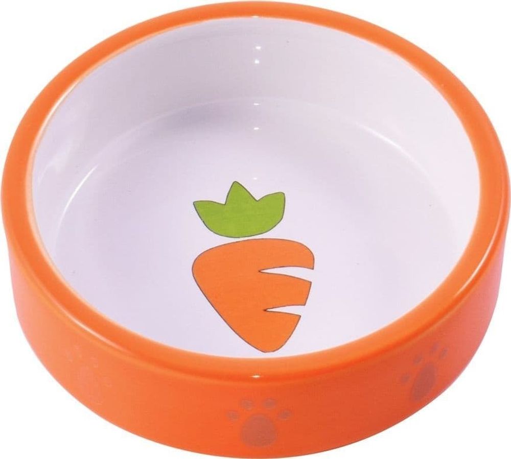 КерамикАрт миска керамическая для грызунов 70 мл Оранжевая с морковью