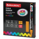 Маркер меловой "POP-ART" ОРАНЖЕВЫЙ, 3,5 мм, сухостираемый, для гладких поверхностей, BRAUBERG, 151523