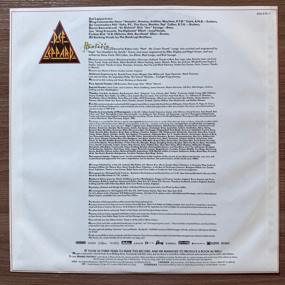 Def Leppard ‎– Hysteria (Голландия 1987г.)