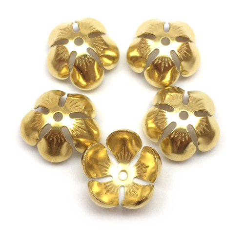 Шапочки для бусин  13х6 мм, под золото