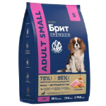 Корм для собак сухой мелких пород 1-10 кг BRIT PREMIUM Dog Adult Small, 1 кг для взрослых животных / с курицей