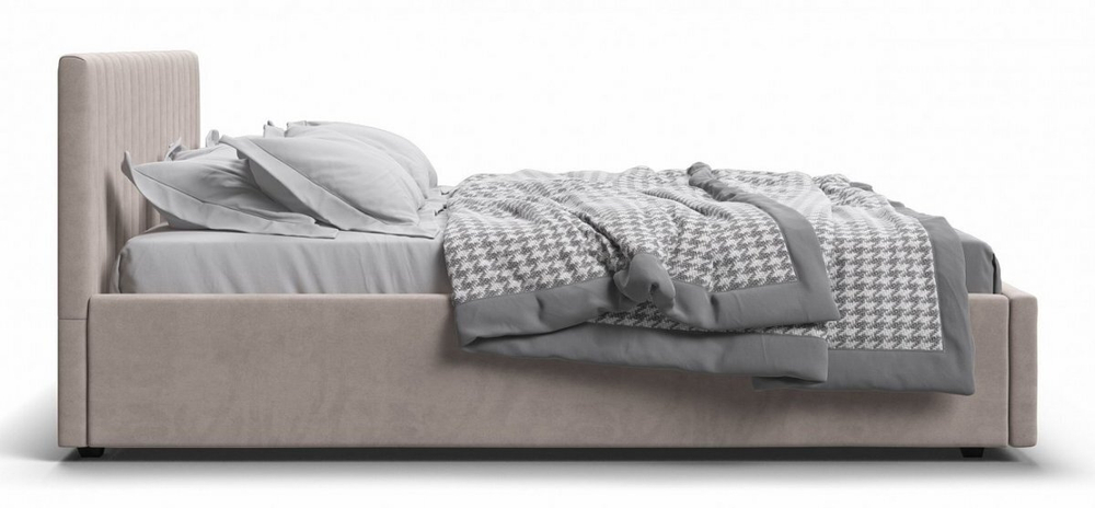 Ронда Кровать+ПМ 160 Велюр Монолит латте