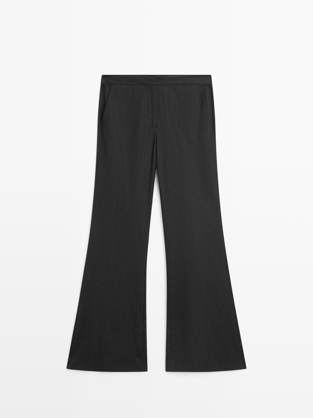 Massimo Dutti Расклешенные брюки в тонкую полоску, угольный