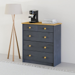 Комод 75х35х80 Хаба, с ящиками для одежды, деревянный, напольный, прикроватный, массив сосны, серый, Dipriz